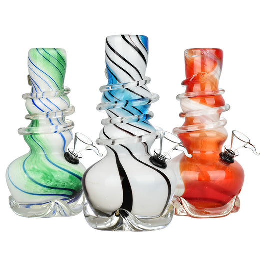 Vivid Vase Striped Soft Glass Water Pipe - 8"