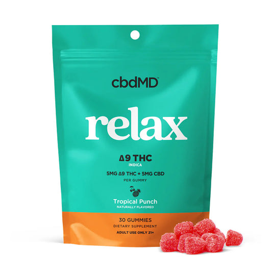 cbdMD Delta 9 THC Relax Gummies 100MG - Tropical Punch