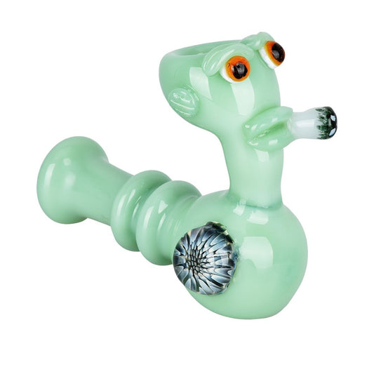 Smoking Alien Glass Hand Pipe - 5"