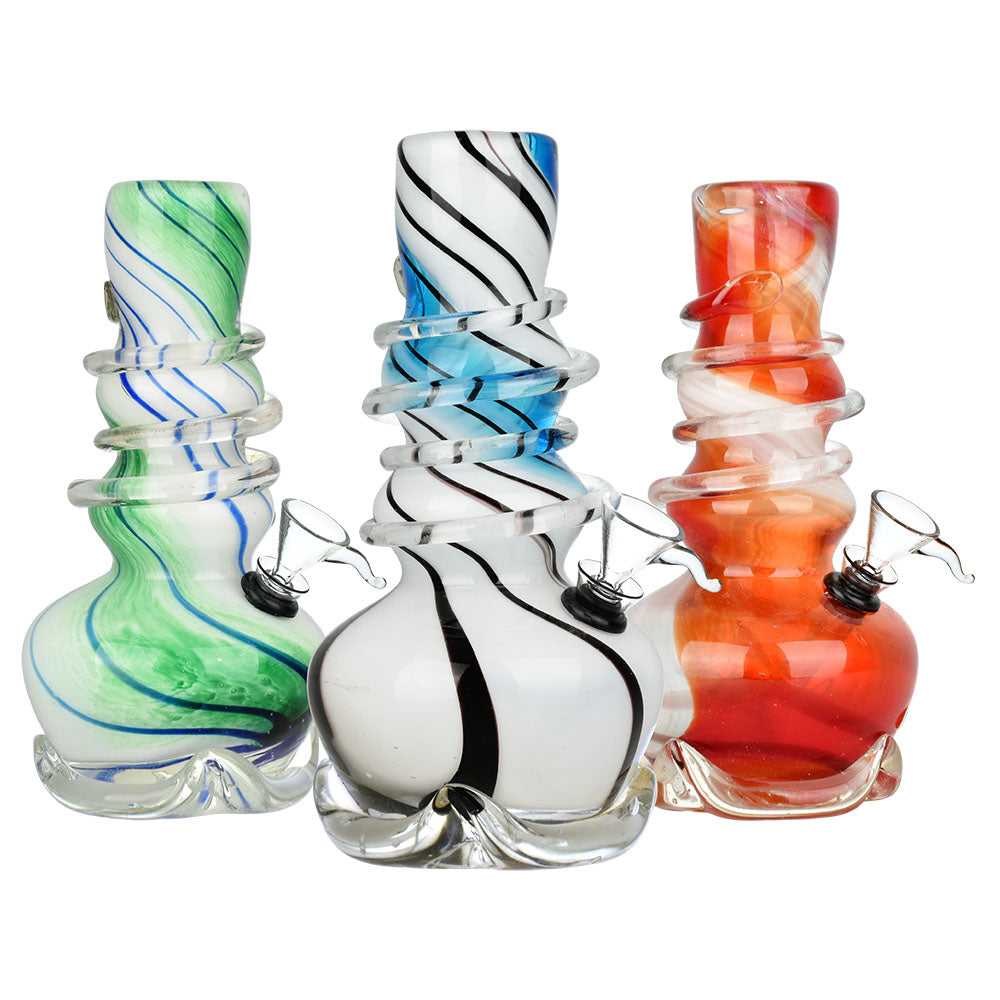 Vivid Vase Striped Soft Glass Water Pipe - 8"