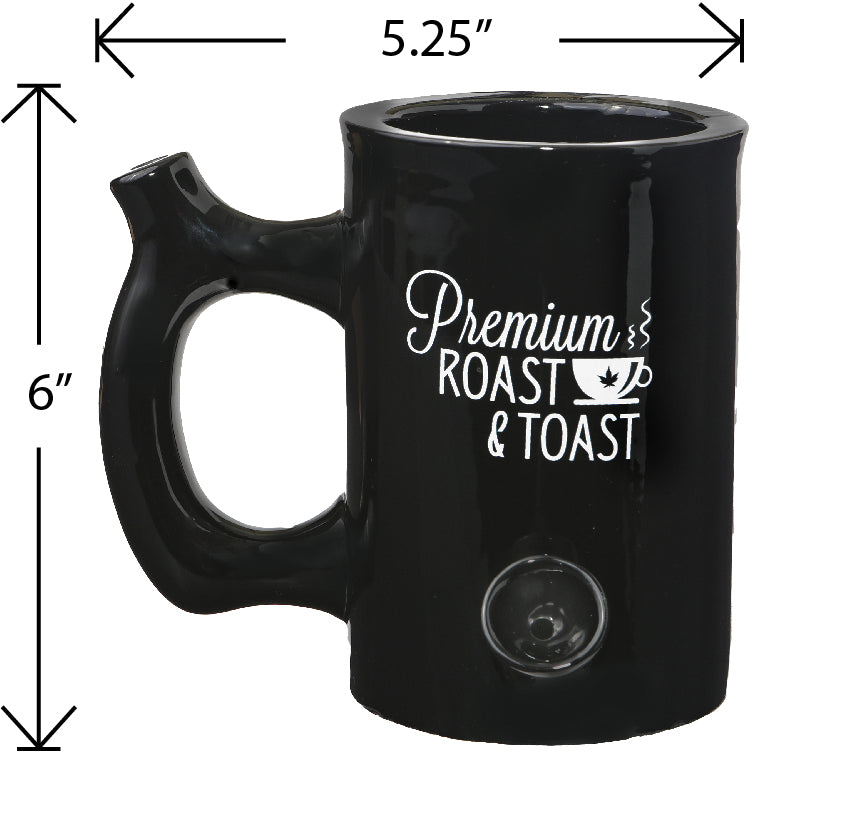 Premium Roast & Toast Mug - Shiny Black with White Print