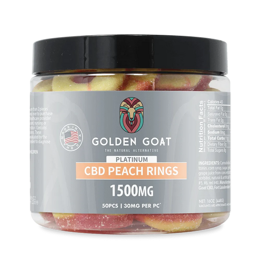 Golden Goat Platinum CBD Gummies 1500mg - Peach Rings