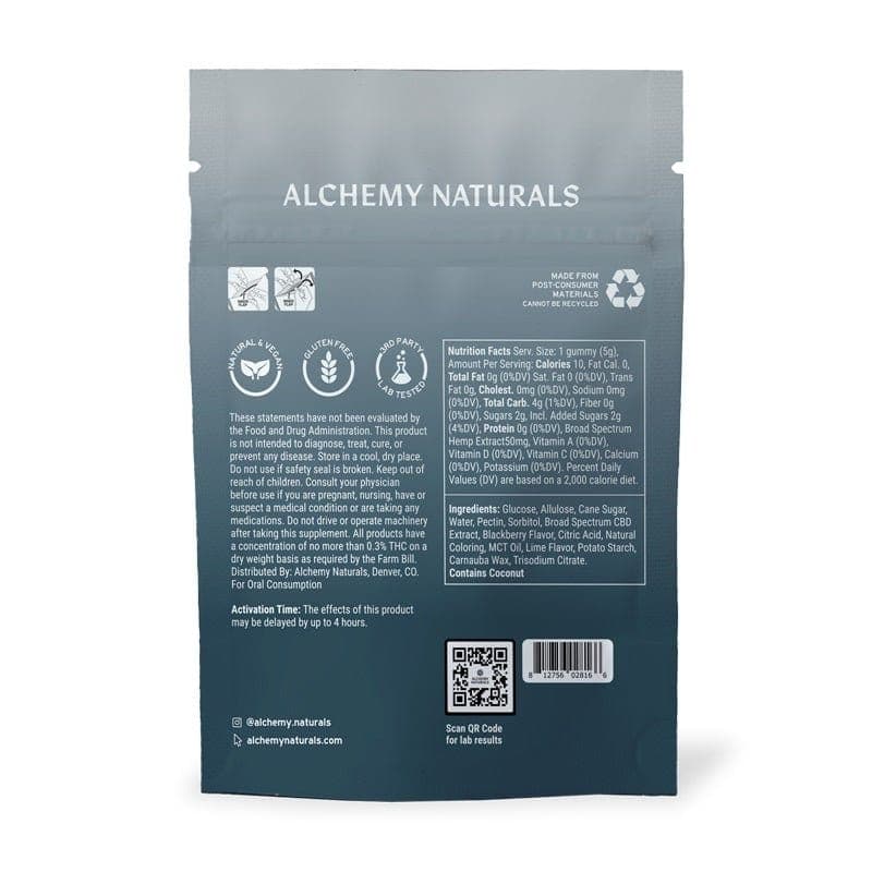 Alchmey Naturals Broad Spectrum CBD Gummies - THC Free