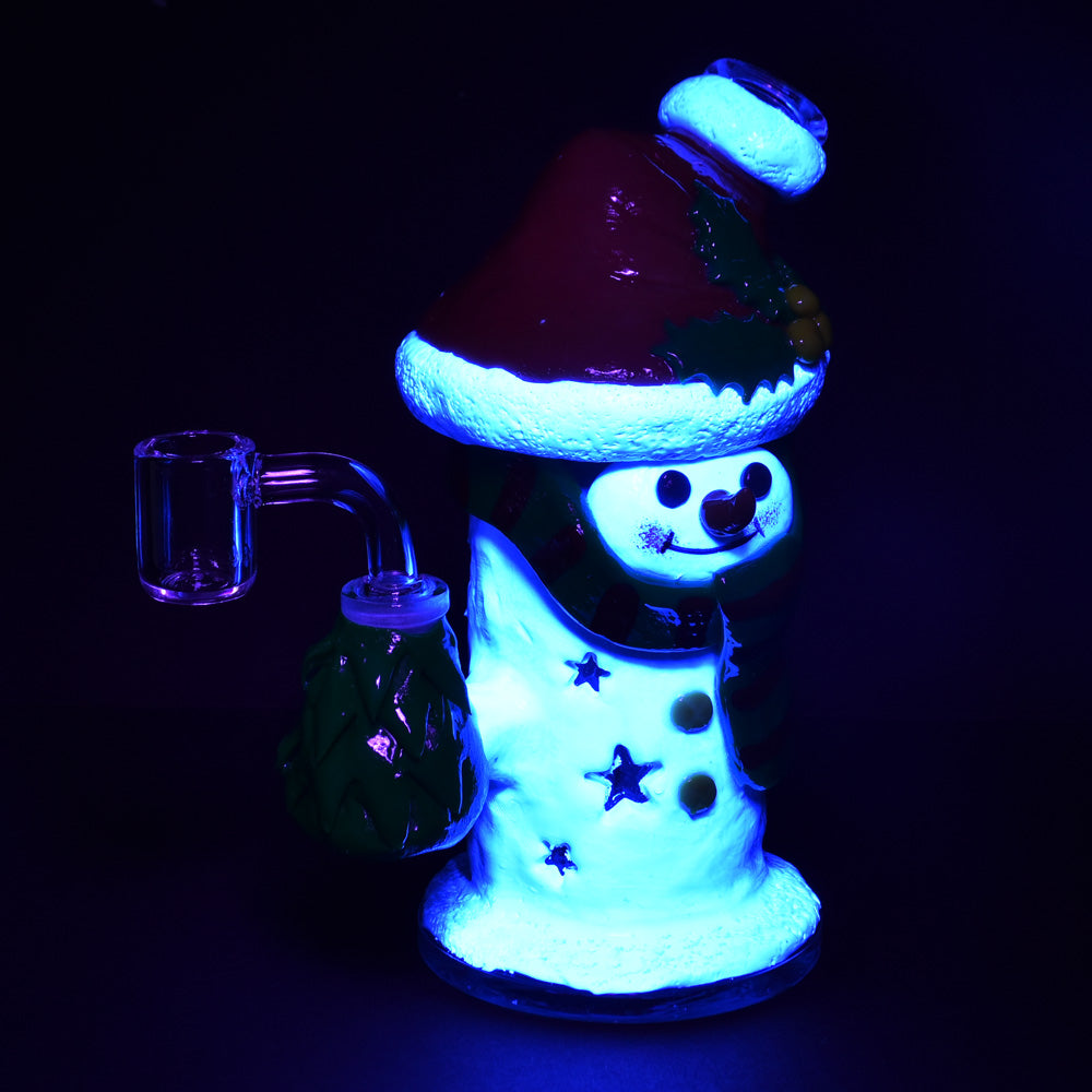 Snowman Glass Glow in the dark Dab Rig - 6.75" / 14mm F