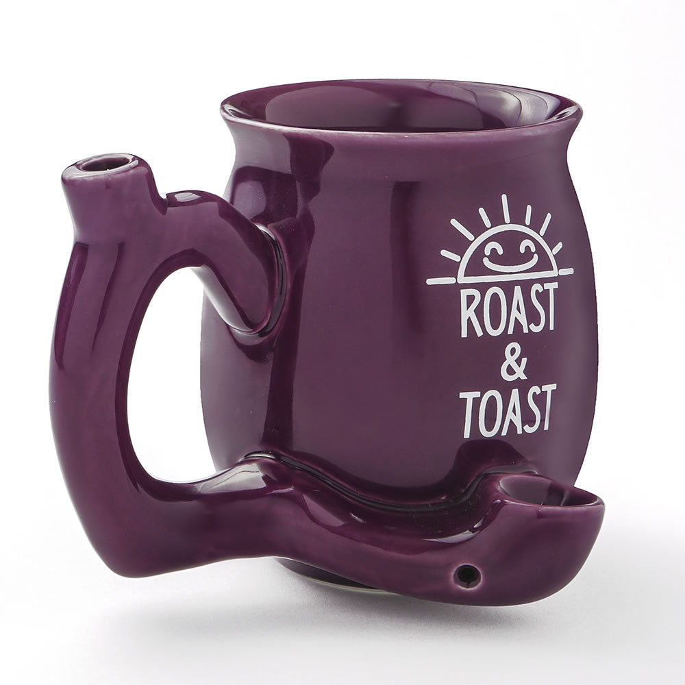 Premium Roast & Toast Single Wall Mug - Shiny Plum with White Print