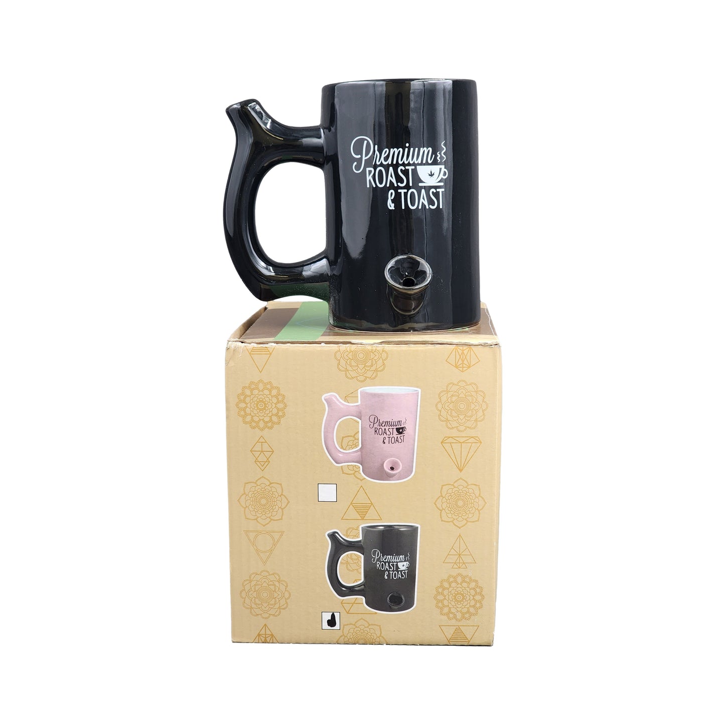 Premium Roast & Toast Mug - Shiny Black with White Print