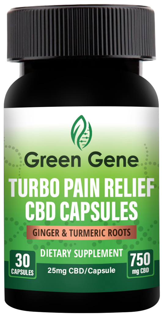 Turbo Pain Relief CBD Capsules W/ Ginger & Turmeric Roots (750MG-1500MG)