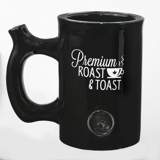 Premium Roast & Toast Mug - Shiny Black with White Print