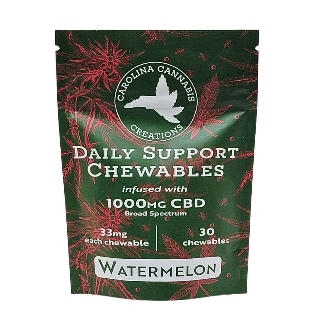 Daily Support Chewables | CBD | Watermelon 30ct bag | Carolina Cannabis Creations