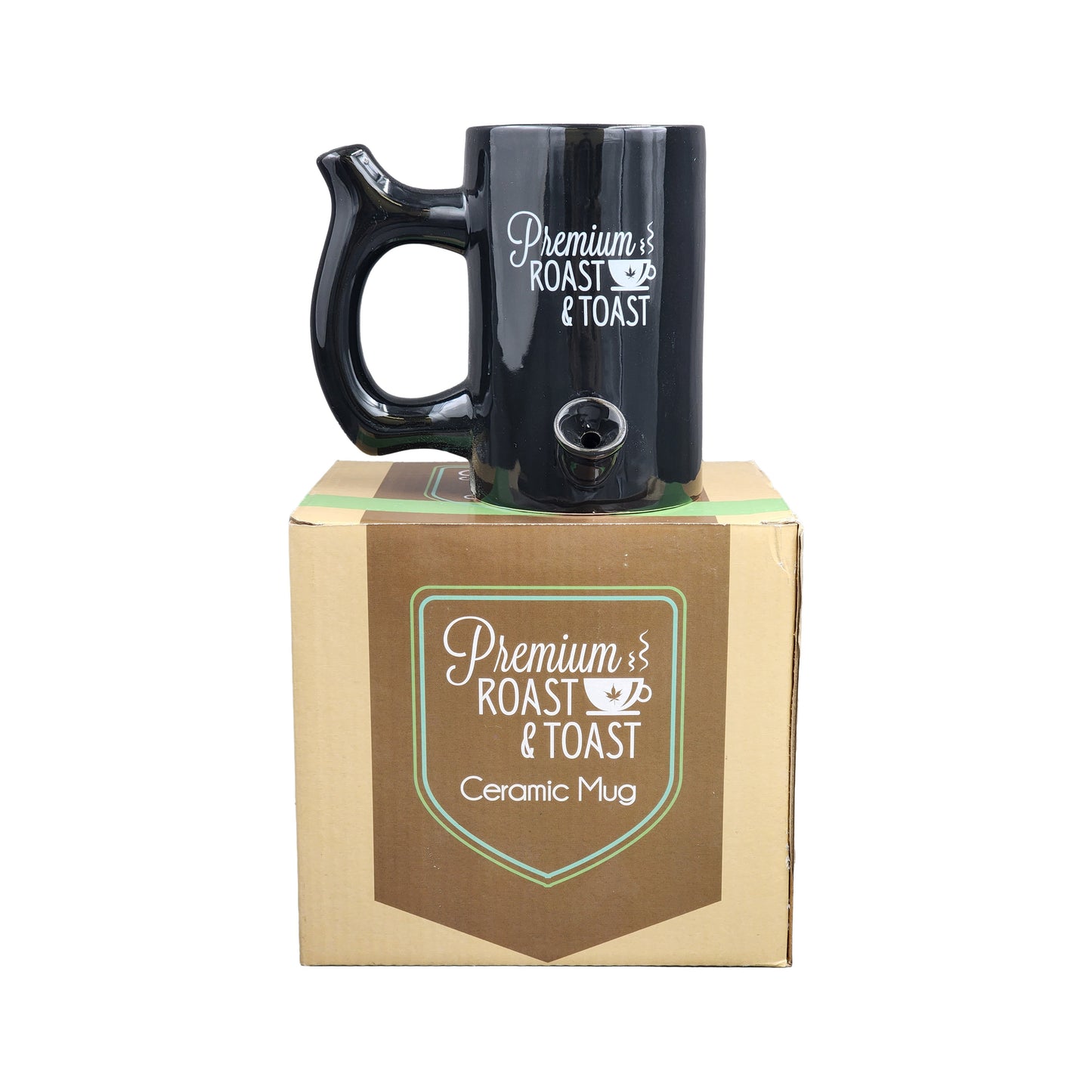 Premium Roast & Toast Mug - Shiny Black with White Print