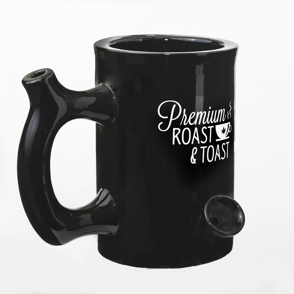 Premium Roast & Toast Mug - Shiny Black with White Print