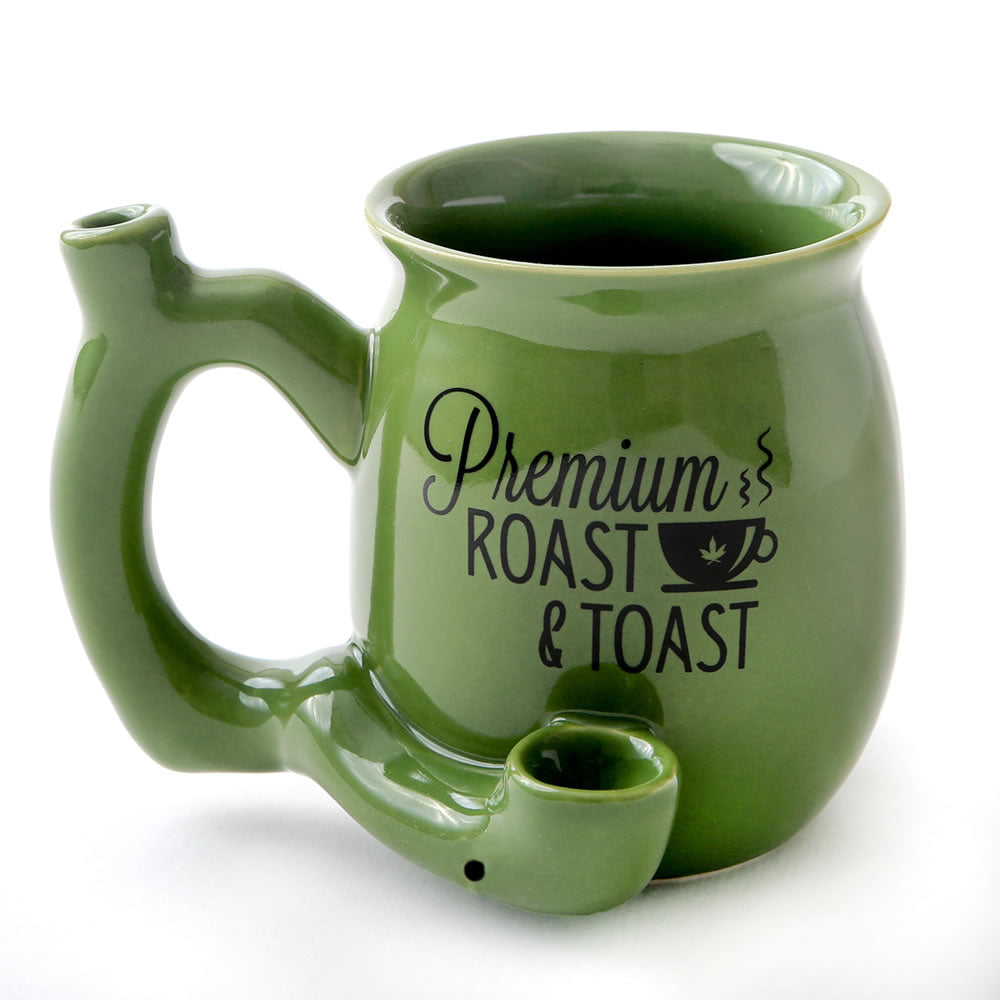 Premium Roast & Toast Single Wall Mug - Green with Black Print